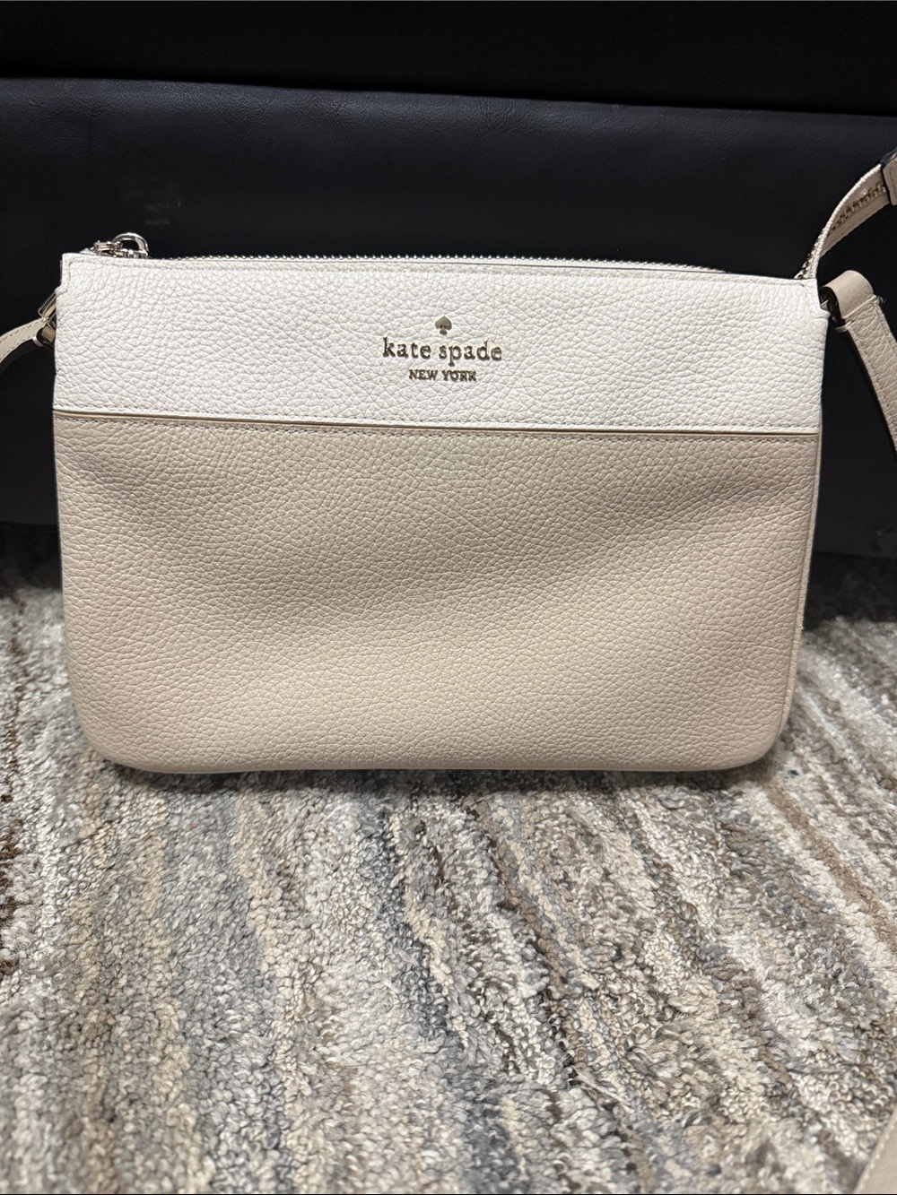 kate spade Two-Tone Cream and Beige Pebbled Leather Crossbody